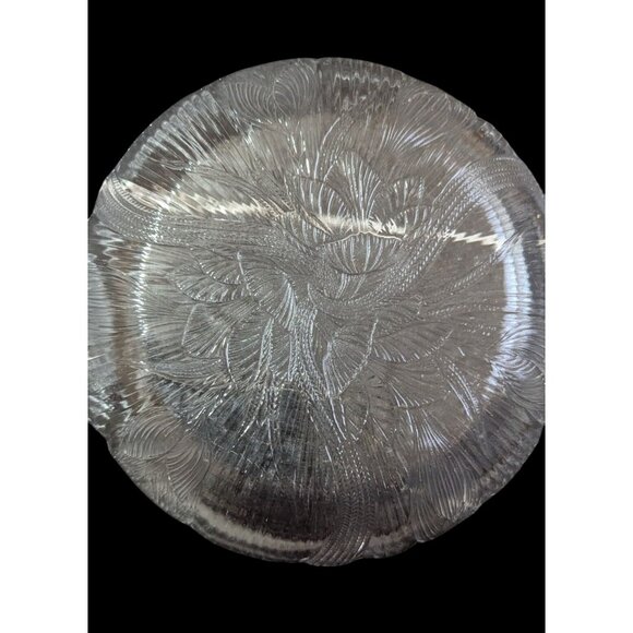 Vintage Arcoroc Fleur Clear Glass Salad Plates Set Of 5 Textured Floral Design - Picture 4 of 6